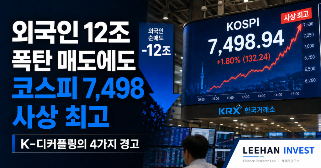 코스피 7,498 사상 최고 외국인 12조 폭탄 매도 K-디커플링 4가지 경고