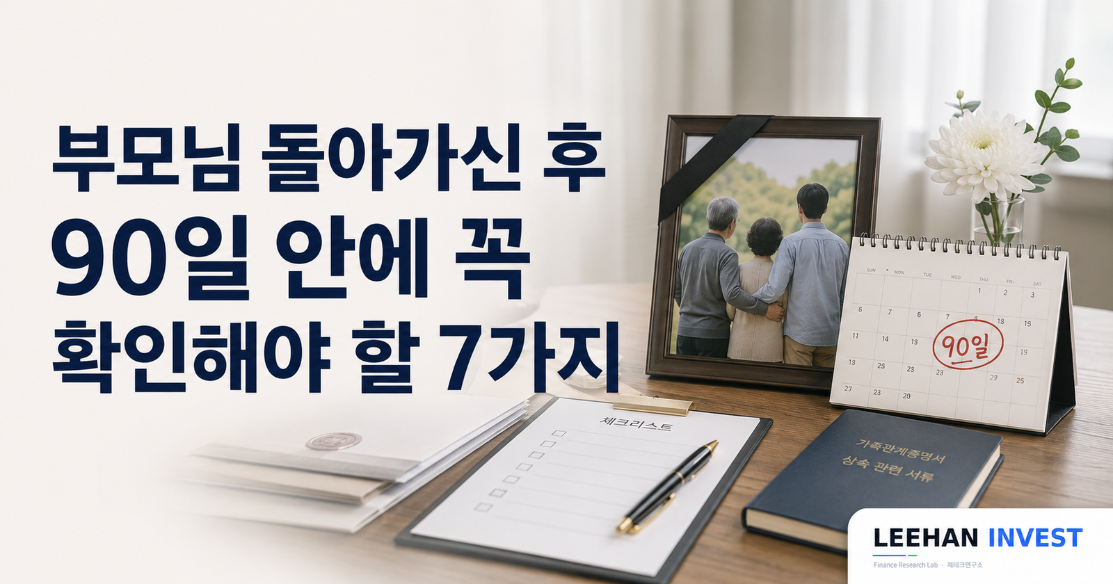 부모님 돌아가신 후 90일 안에 꼭 확인해야 할 7가지