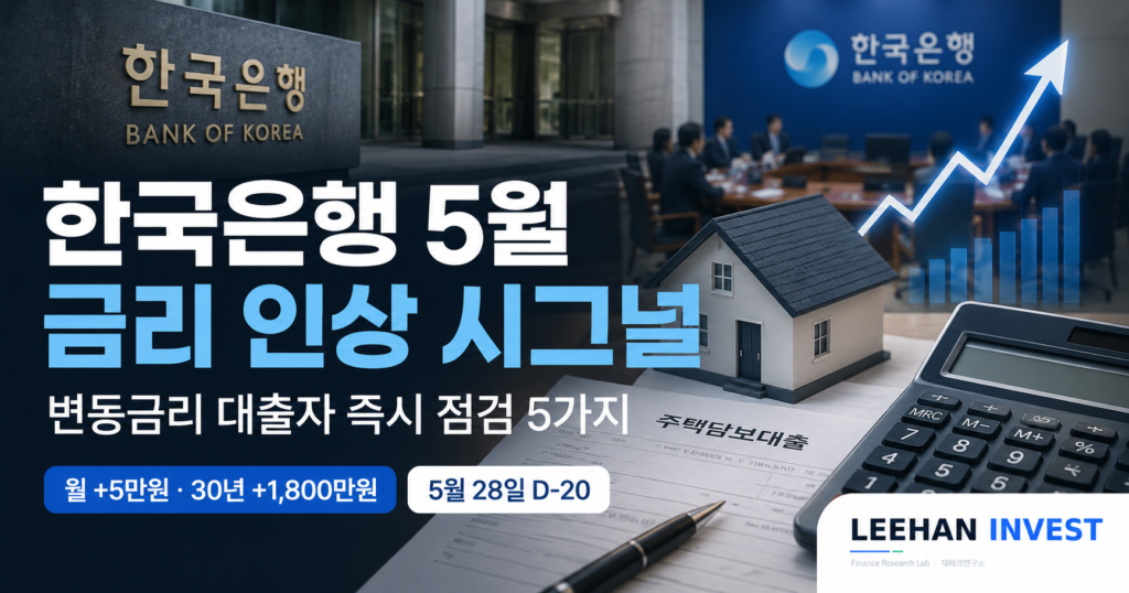 한국은행 5월 금리 인상 시그널 — 변동금리 대출자 즉시 점검 5가지