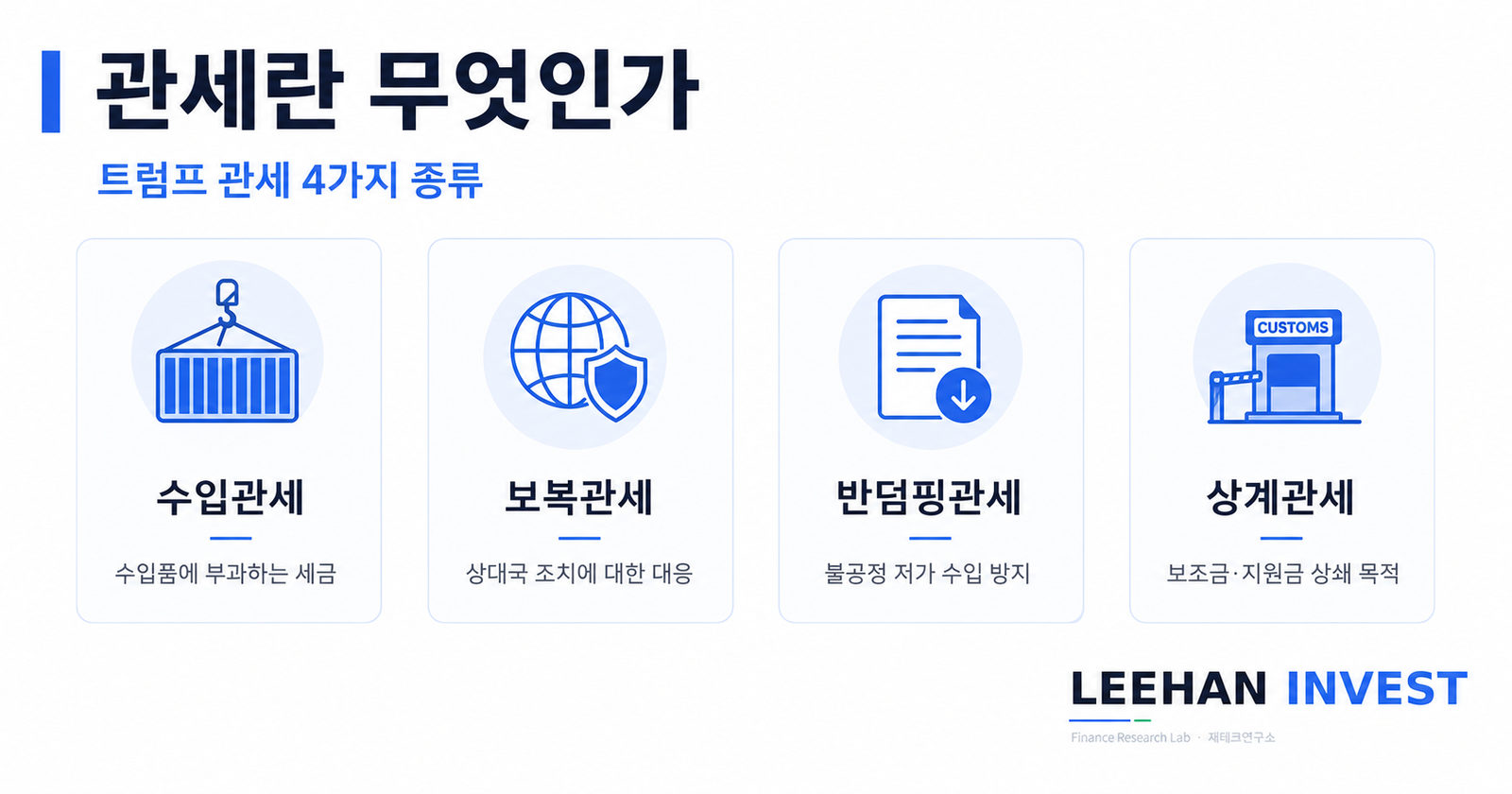관세란 무엇인가 트럼프 관세 4가지 종류 수입관세 보복관세 반덤핑관세