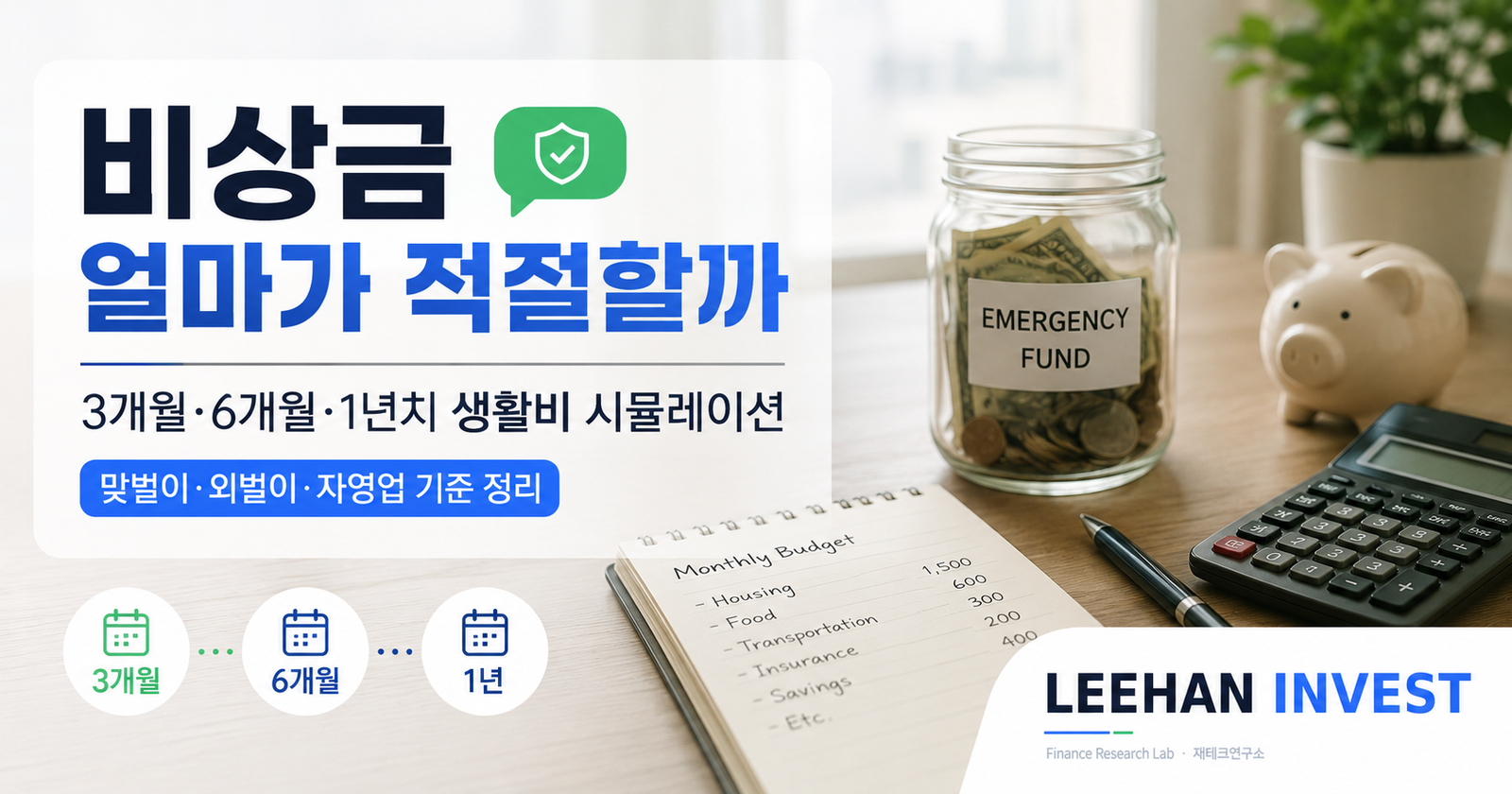 비상금 얼마가 적절할까 — 3개월·6개월·1년치 생활비 시뮬레이션