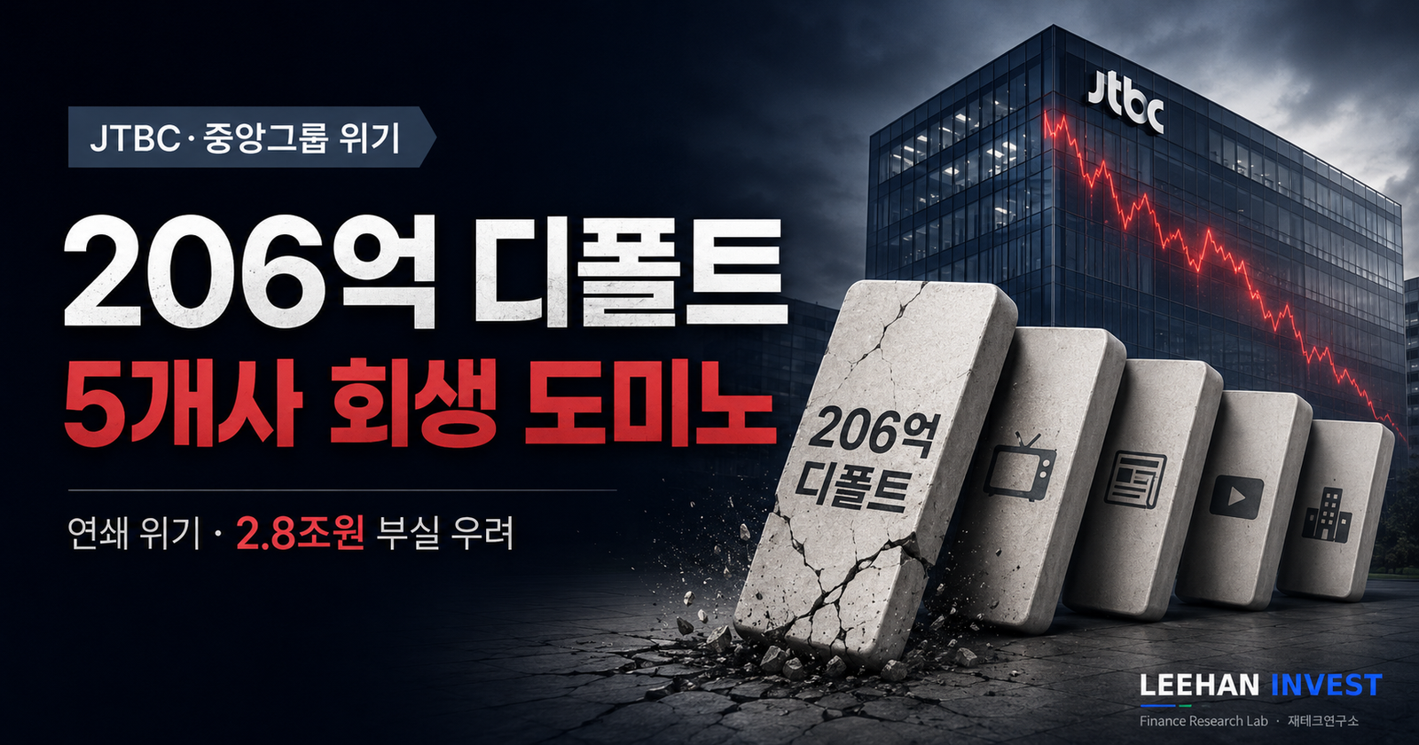 JTBC 회생 신청·중앙그룹 5개사 동반 법정관리 — 206억이 2조 8천억을 무너뜨린 진짜 이유