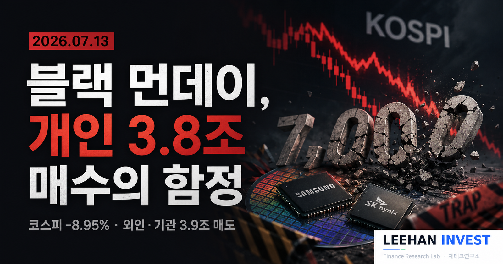 블랙 먼데이 -8.95%, 개인 3.8조 매수가 정답이 아닌 이유 (2026.07.13)
