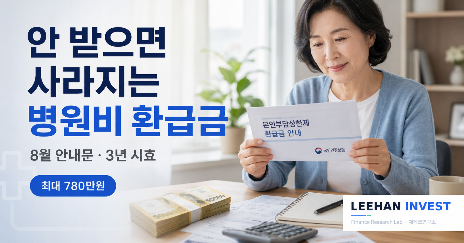 병원비 환급 최대 780만원, 8월 통보 5단계 신청법 (2026)