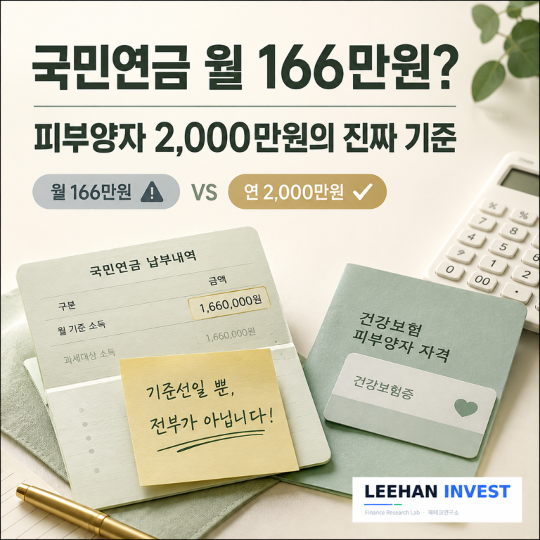 국민연금 월 166만원과 건강보험 피부양자 연소득 2000만원 기준